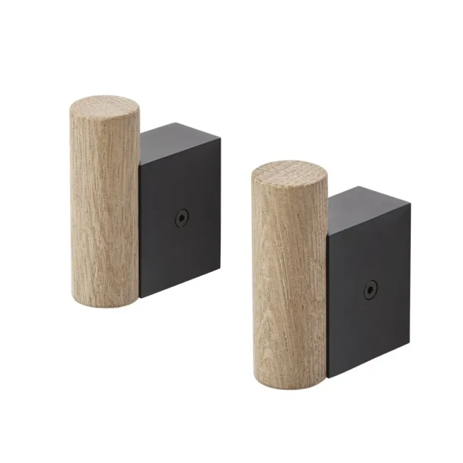 Attach klädhängare 2-pack, Oak-Black