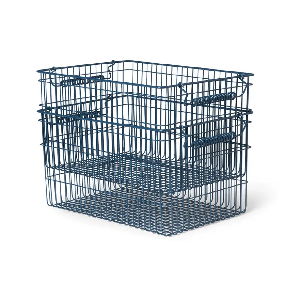 Cala stapelbar korg 2-pack, Dark blue