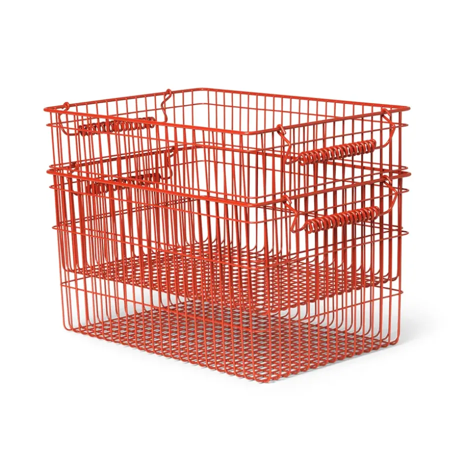 Cala stapelbar korg 2-pack, Poppy red