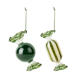 Candy julgranshänge glas 2 delar, Forest green