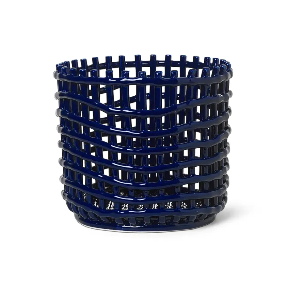 Ceramic flätad korg Ø23,5 cm, Blå