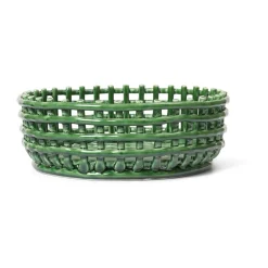 Ceramic flätad skål, Emerald Green