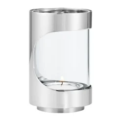 Chrome contours hurricane ljuslykta 12 cm, Rostfritt stål