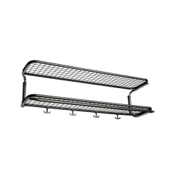 Classic 650 hatthylla, svart/krom, 2 plan, 120 cm