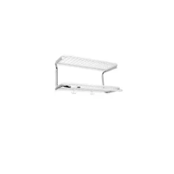 Classic 650 hatthylla, vit/krom, 2 plan, 50 cm