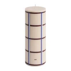 Column Candle blockljus medium 20 cm, Off white-bordeaux-blue-silver