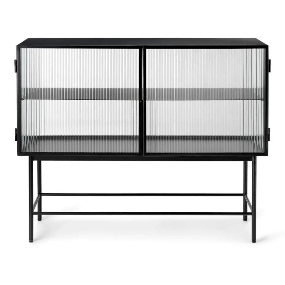Haze sideboard, Black-vågigt glas