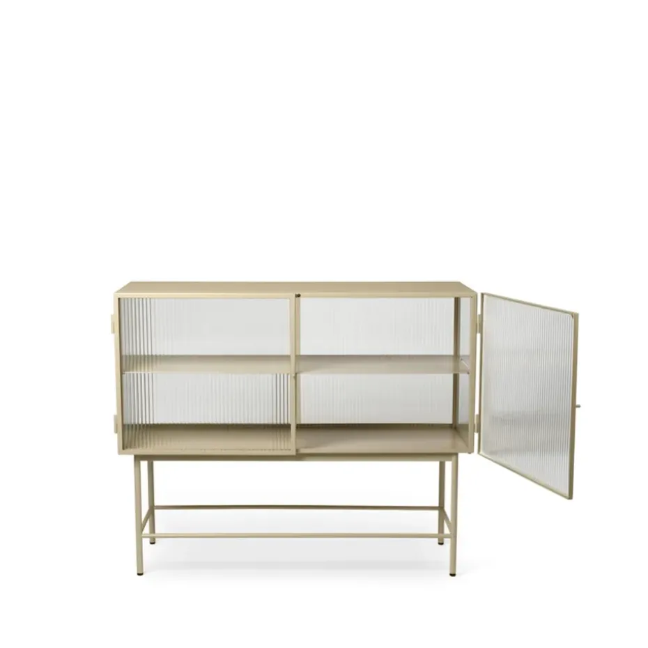 Haze sideboard, cashmere, vågigt glas