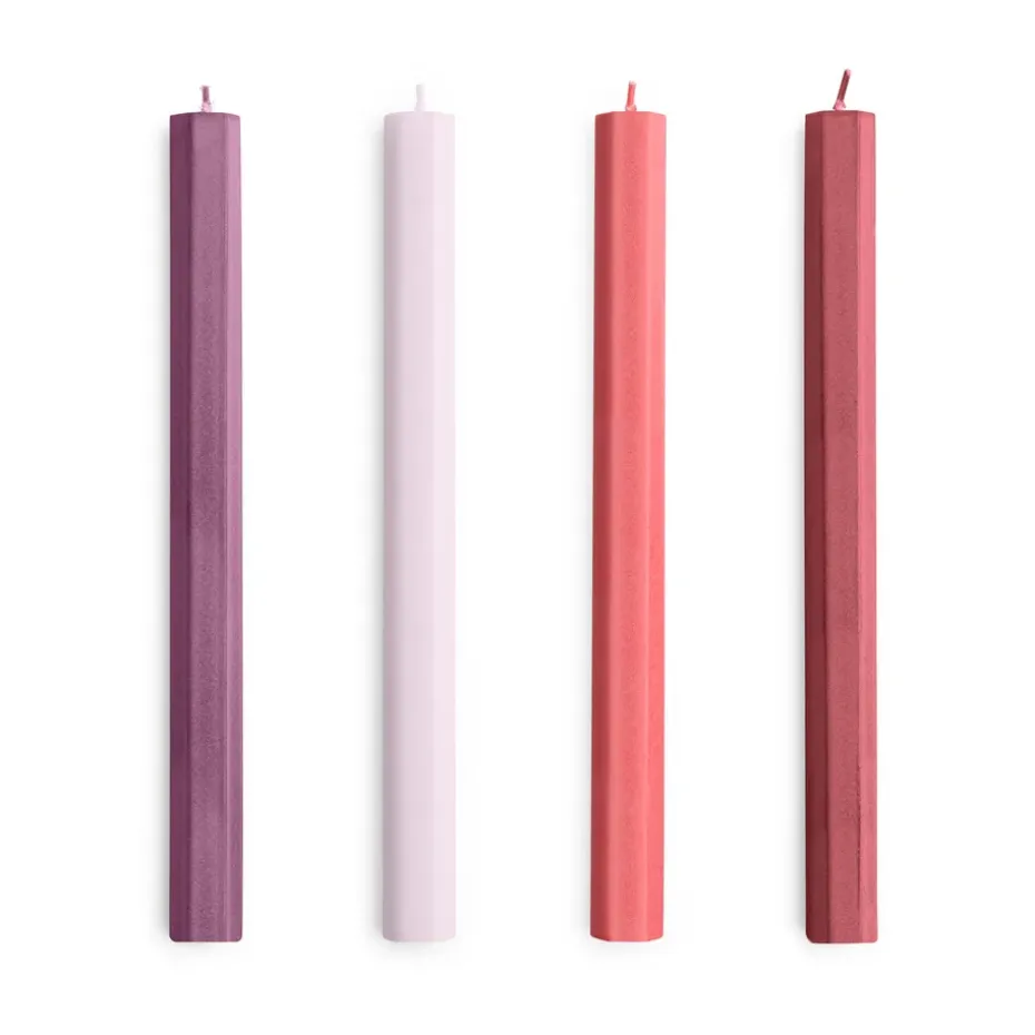 Hexagon Candle ljus mix 4-pack, Reds-bordeaux