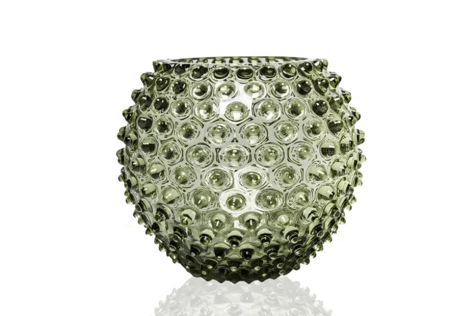 Hobnail Globe vas 18 cm, Olivegreen