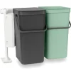 Inbyggnadssystem Sort & Go 2x16L, Mörkgrå & jade green