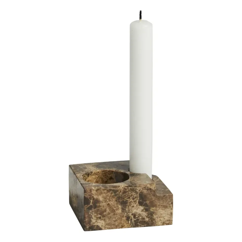 Jeu de dés 3 ljushållare marmor, Brun