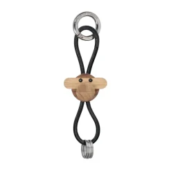 Kaj Bojesen apa nyckelring, Teak-limbaträ, svart läder
