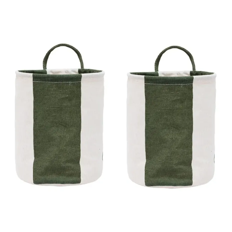 Kara förvaringskorg small Ø18x22 cm 2-pack, Dark Green