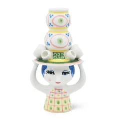 Lady with hat ljusstake H16 cm, Rosa