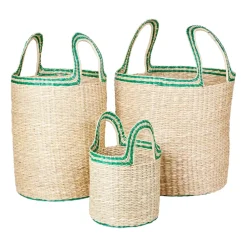 Lykke korg 3 delar, Natural-green
