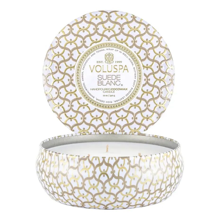 Maison Blanc 3-wick Tin doftljus 40 timmar, Suede Blanc