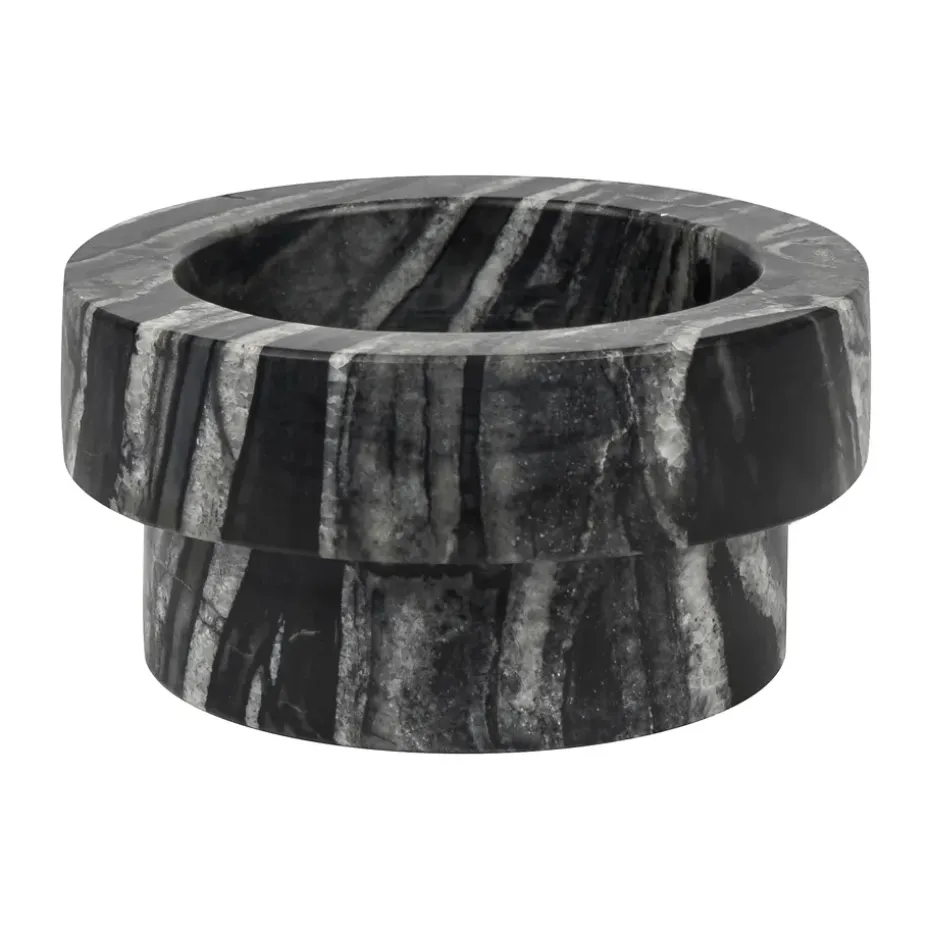 Marble ljusstake för blockljus 5 cm, Svart-grå