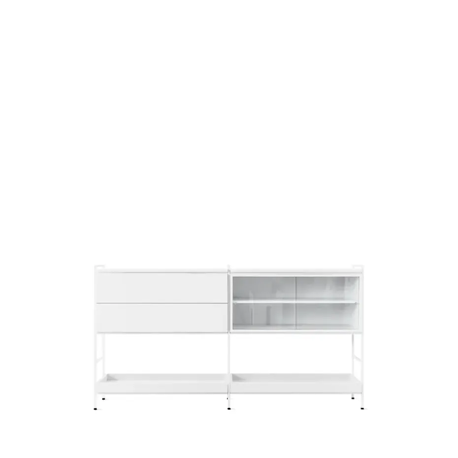 Molto Medium sideboard, vit, 2 sektioner med vitrin