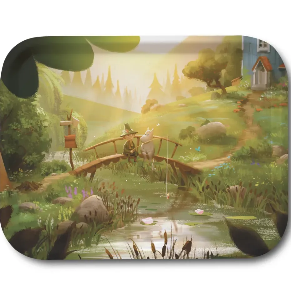 Moomin TV-Series bricka 27x20 cm, Moomin & Snufkin bridge