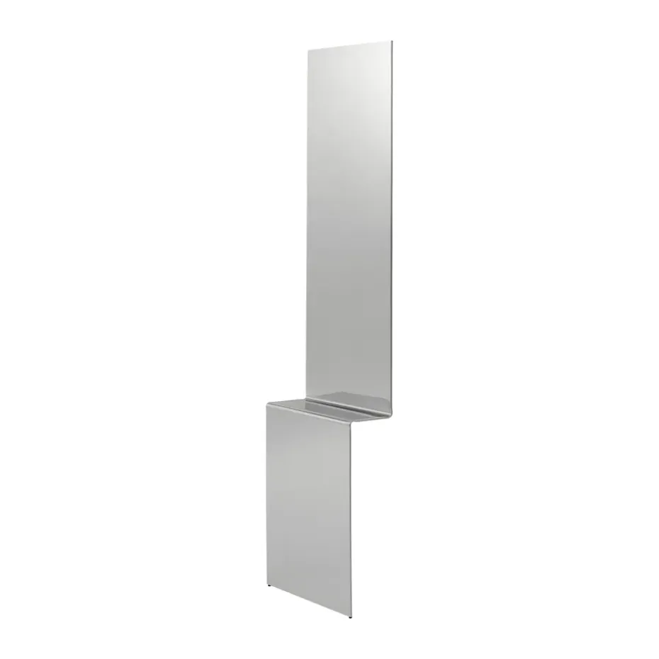 Pleat väggspegel, Polerat stål, 227x57 cm