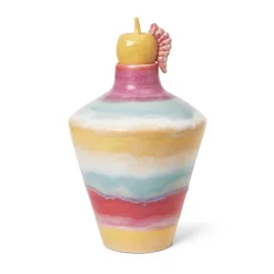 Poppery vas med äpple 32 cm, Pink-mint-gul