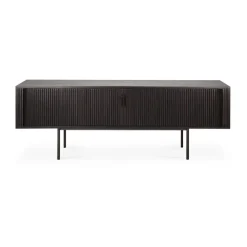 Roller Max TV-bänk, Lackad teak-svart-2 dörrar