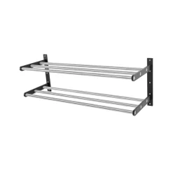 Scherlin skohylla 12, stål/svart, svartlackerad aluminium