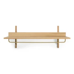 Sector hylla med stång 37x87 cm, Oak-brass