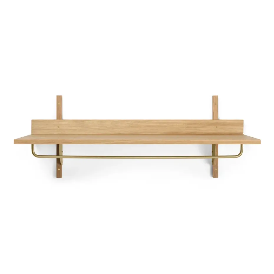 Sector hylla med stång 37x87 cm, Oak-brass