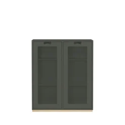 Snö E vitrinskåp, green khaki, björksockel, dj.30 cm