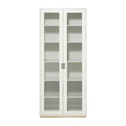 Snö F högskåp vitrin, white, björksockel, dj.42 cm
