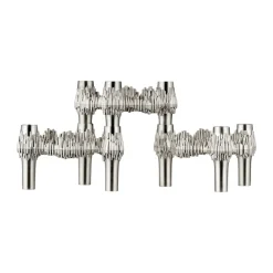 STOFF Quist ljusstake 3-pack, Borstad krom