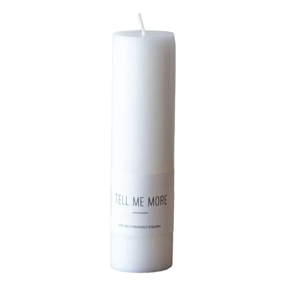 Tell Me More stearinljus M 15 cm, Vit