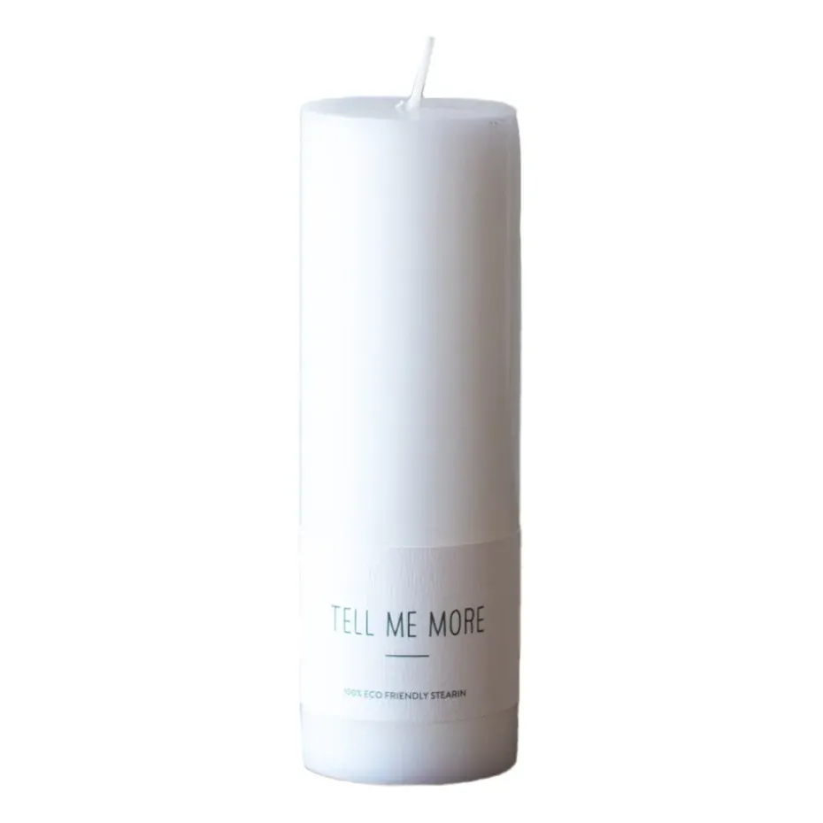 Tell Me More stearinljus L 15 cm, Vit