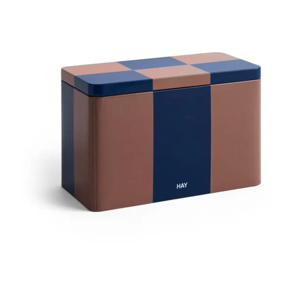 Tin Container förvaringsburk medium, Brown-midnight blue