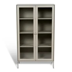 Volt vitrinskåp 130 cm beige, Detaljer i rostfritt stål